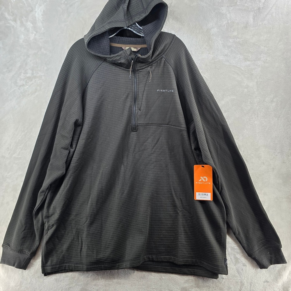 First Lite ThermaGrid Merino Hoody Mens 3X Black 1/4 Zip Pullover NEE